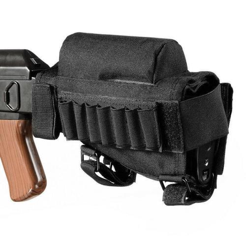 Tactical Rifle Buttstock Cheek Rest Riser Ammo Pouch Holder