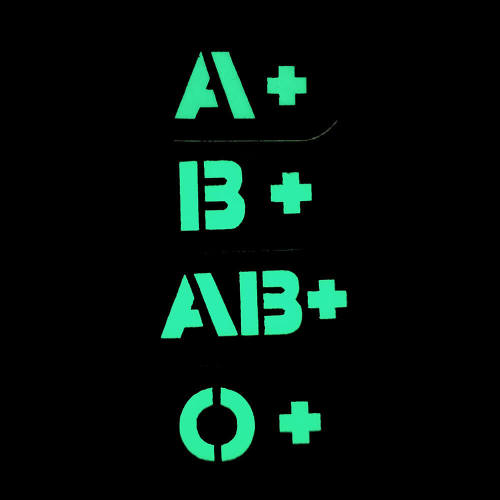 A B O Positive Blood Type IR Reflective Patch Military Tactical Hook and Loop Fastener Patches Badge for Backpacks Hat 5x2.5cm