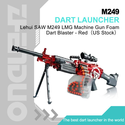 Lehui SAW M249 LMG Machine Gun Foam Blaster-Red(US Stock)
