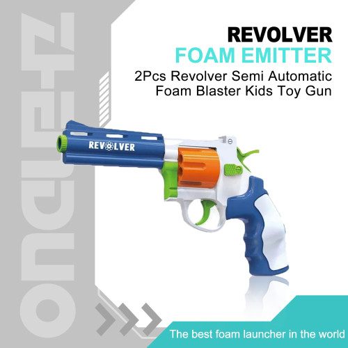 2Pcs Revolver Semi Automatic Foam Blaster Kids Toy Gun
