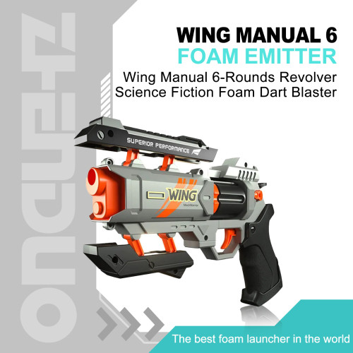 Wing Manual 6-Rounds Revolver Science Fiction Foam Dart Blaster