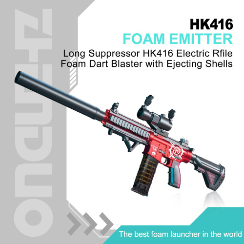 Long Suppressor HK416 Electric Rfile Foam Dart Blaster with Ejecting Shells