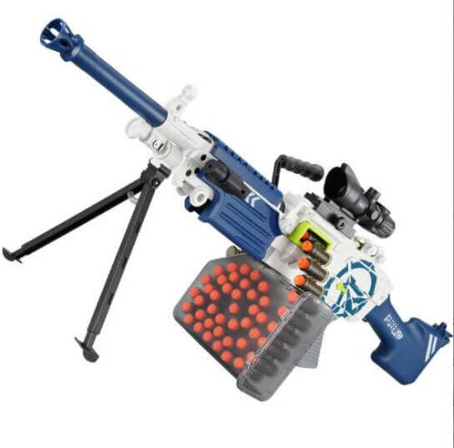 LeHui SAW M249 LMG Machine Gun Foam Blaster-Blue(US Stock)