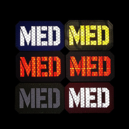 2x3.5 Inch Reflective MED Medic EMS EMT Patch Hook-Fastener Backing